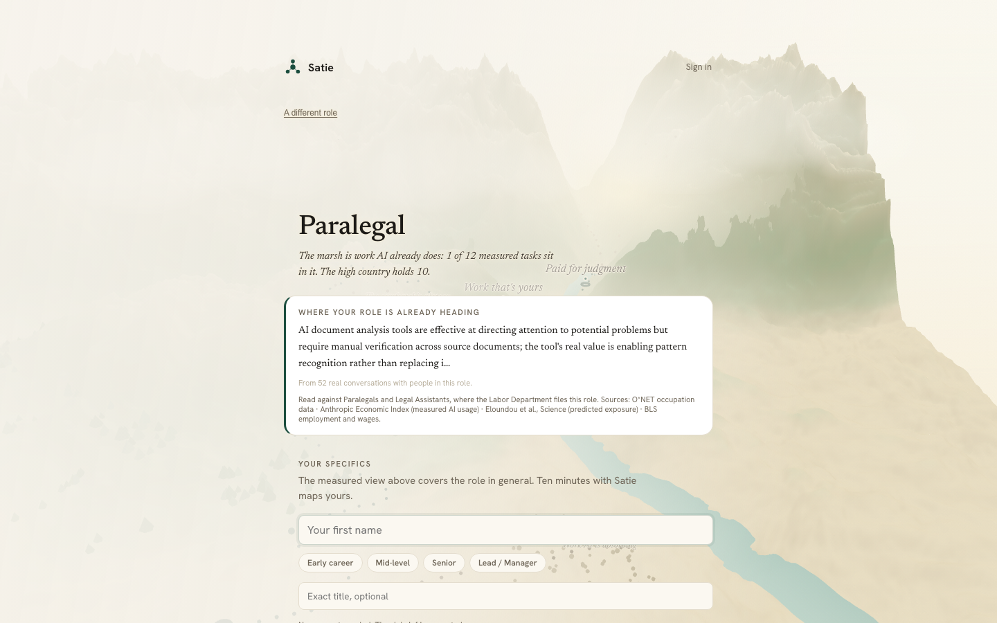 The measured read for Paralegal: the role's terrain with its insight card